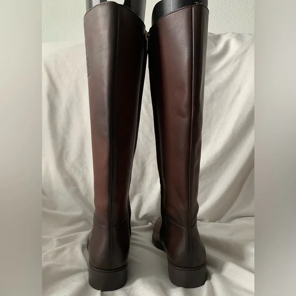 NEW Coach Rilee Leather Knee High Riding Boots Walnut Brown Size 8.5B - Picture 6 of 14